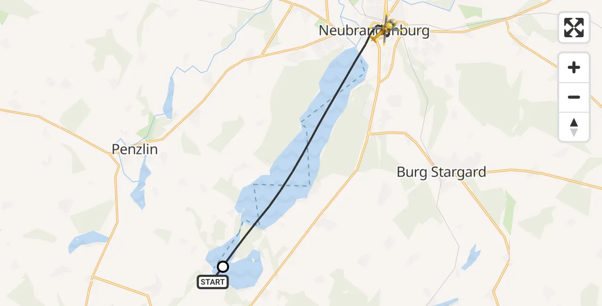 Flugroute Rettungshubschrauber Hohenzieritz - Neubrandenburg, 24 Mai 2026, 16:52