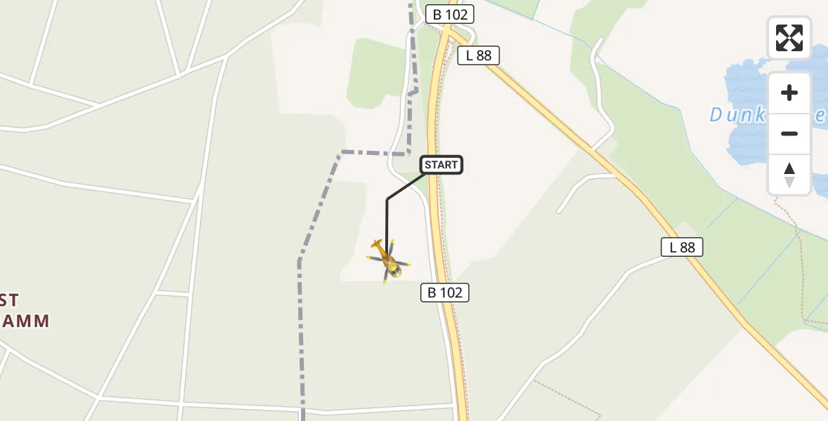 Flugroute Rettungshubschrauber Kloster Lehnin - Kloster Lehnin, 24 Mai 2026, 17:26