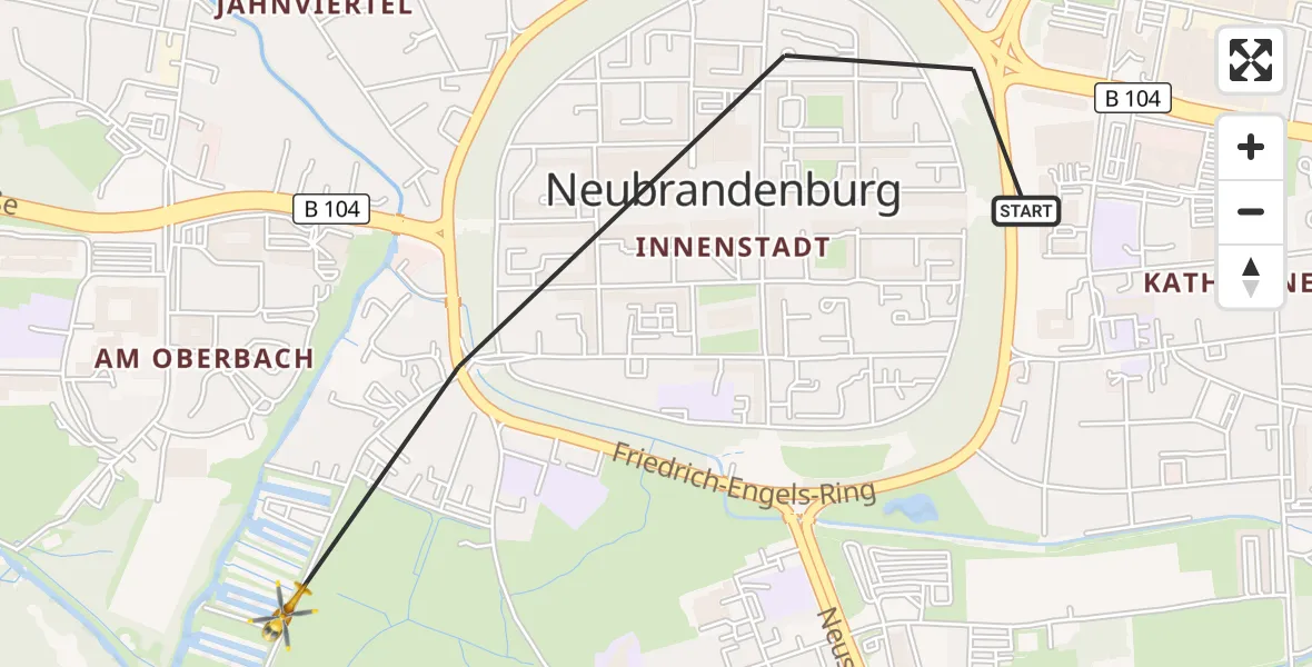 Flugroute Rettungshubschrauber Neubrandenburg - Neubrandenburg, 24 Mai 2026, 17:32
