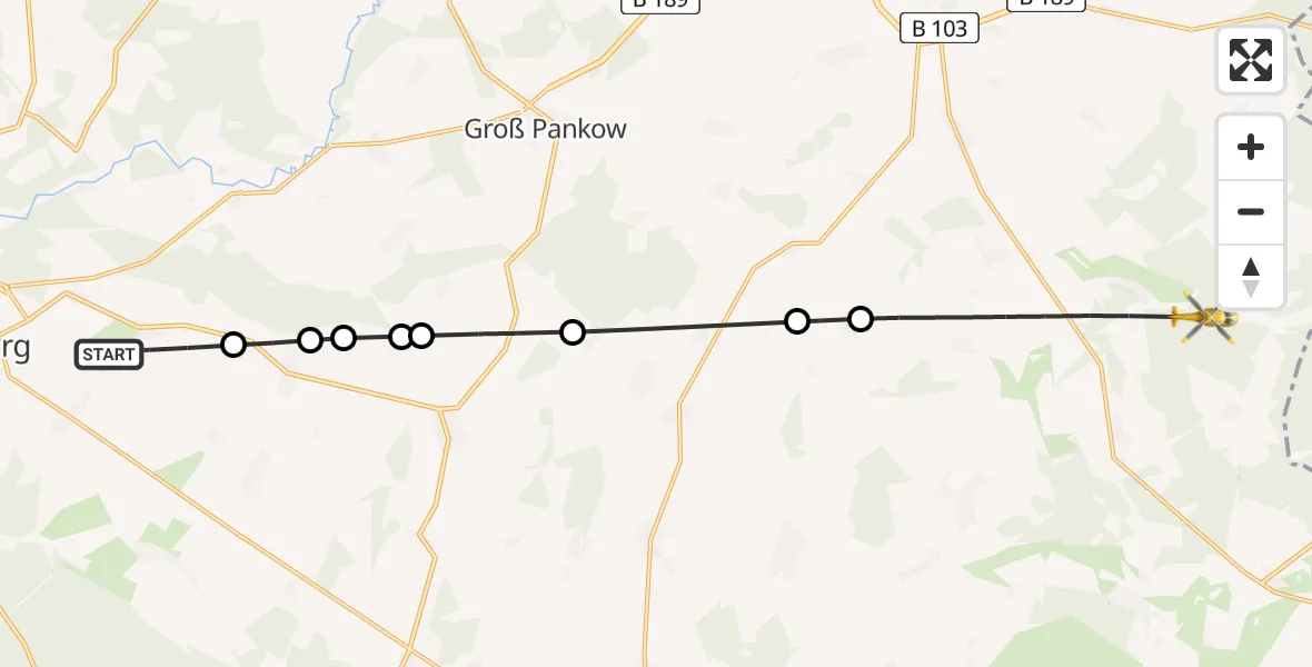 Flugroute Rettungshubschrauber Perleberg - Groß Pankow (Prignitz), 24 Mai 2026, 18:13