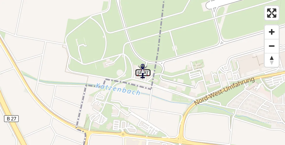 Flugroute Polizeihubschrauber Flughafen Stuttgart - Flughafen Stuttgart, 24 Mai 2026, 18:56