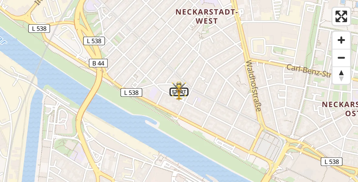Flugroute Rettungshubschrauber Mannheim - Mannheim, 25 Mai 2026, 08:13