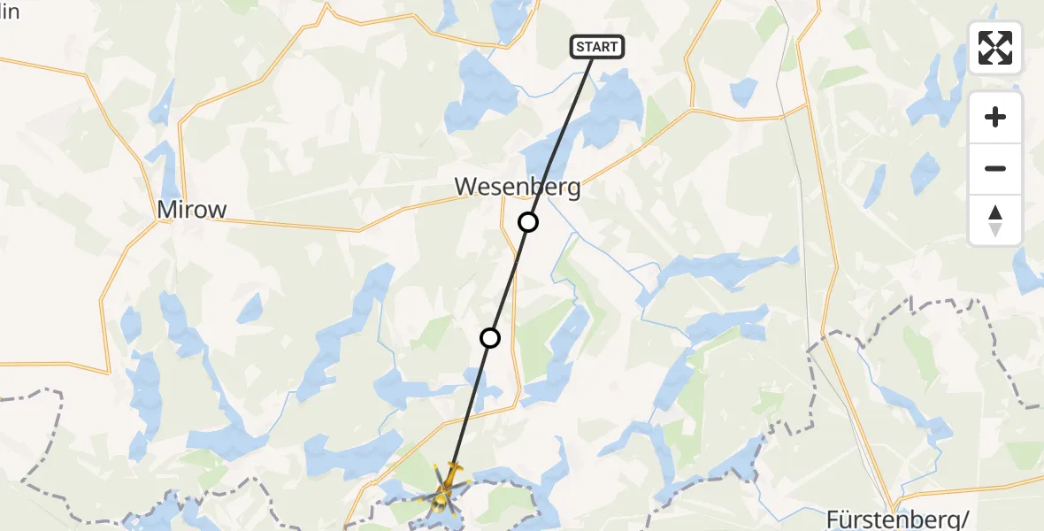 Flugroute Rettungshubschrauber Userin - Wustrow, 25 Mai 2026, 10:07