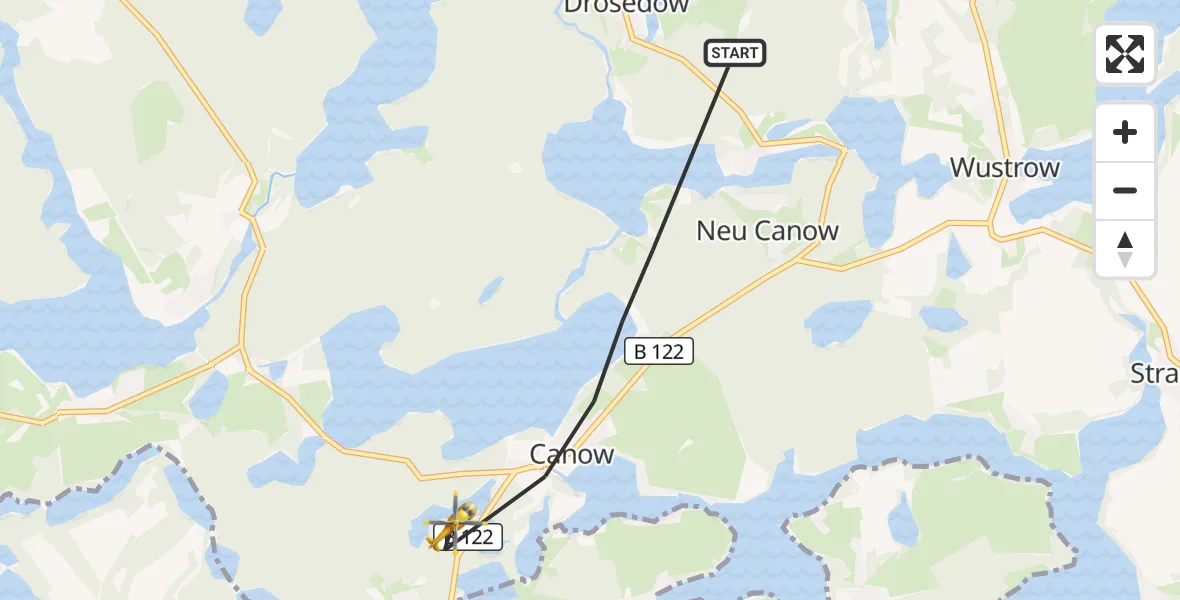 Flugroute Rettungshubschrauber Wustrow - Wustrow, 25 Mai 2026, 11:26