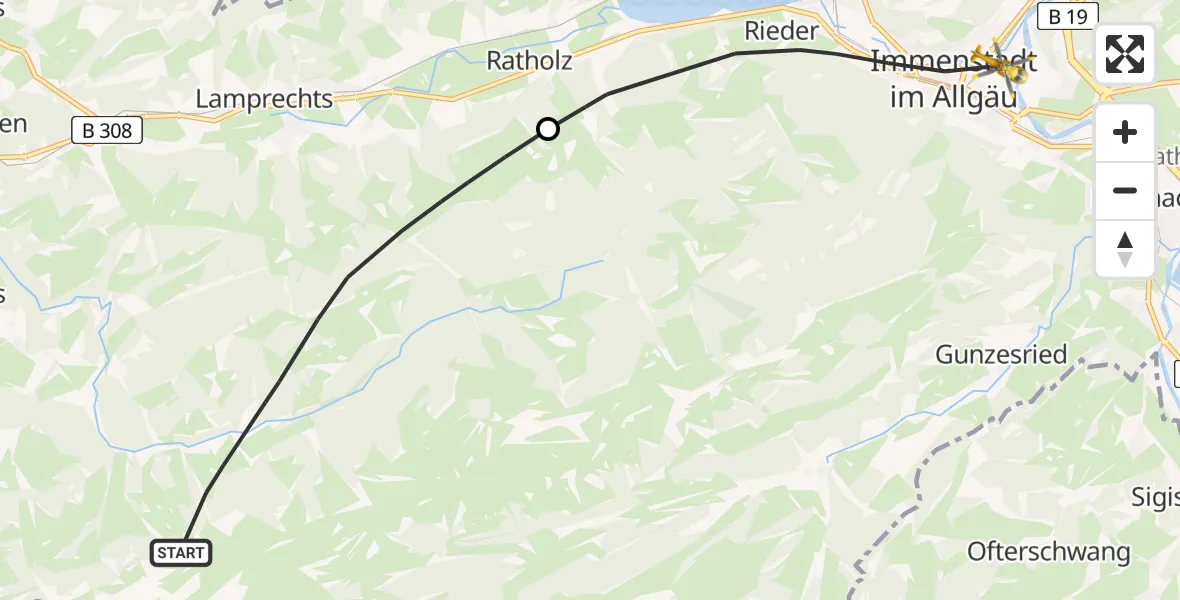 Flugroute Rettungshubschrauber Oberstaufen - Immenstadt i.Allgäu, 25 Mai 2026, 13:12
