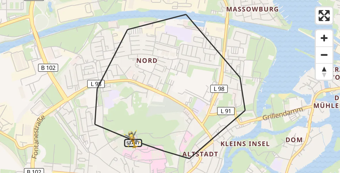 Flugroute Rettungshubschrauber Brandenburg an der Havel - Brandenburg an der Havel, 25 Mai 2026, 13:28