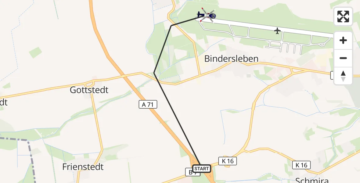 Flugroute Polizeihubschrauber Erfurt - Erfurt-Weimar Flughafen, 25 Mai 2026, 13:36
