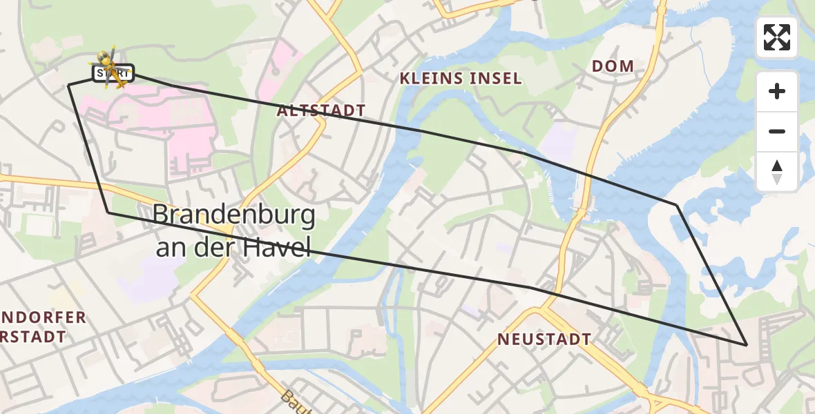 Flugroute Rettungshubschrauber Brandenburg an der Havel - Brandenburg an der Havel, 25 Mai 2026, 14:01