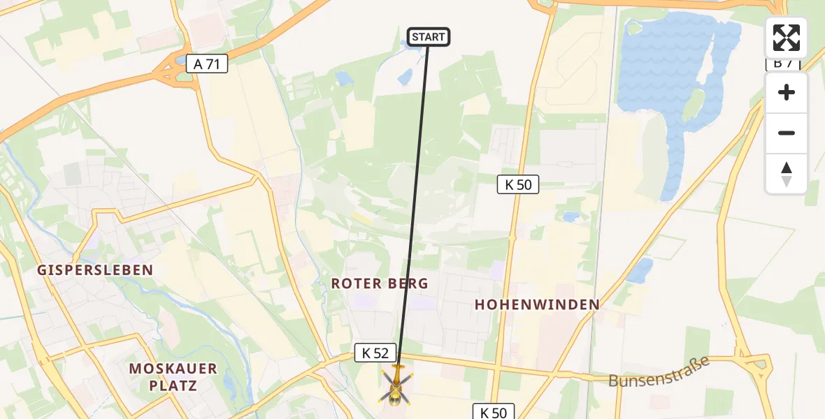 Flugroute Rettungshubschrauber Erfurt - Erfurt, 25 Mai 2026, 14:26