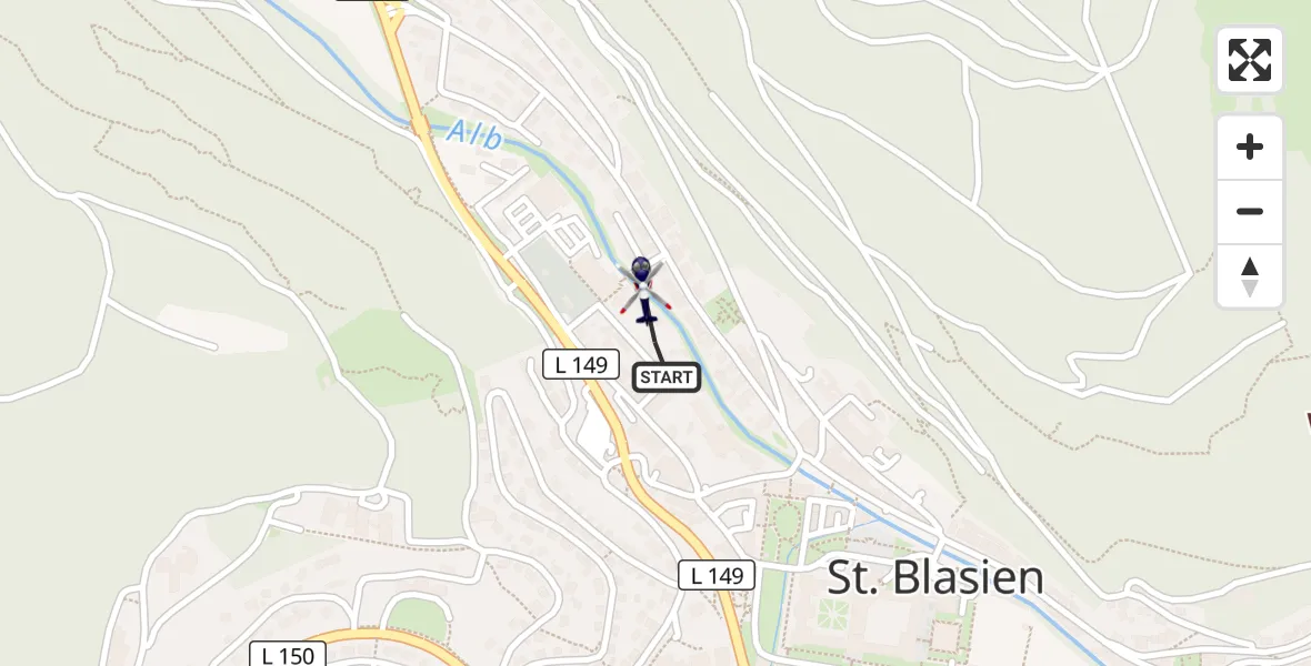 Flugroute Polizeihubschrauber St. Blasien - St. Blasien, 25 Mai 2026, 15:14