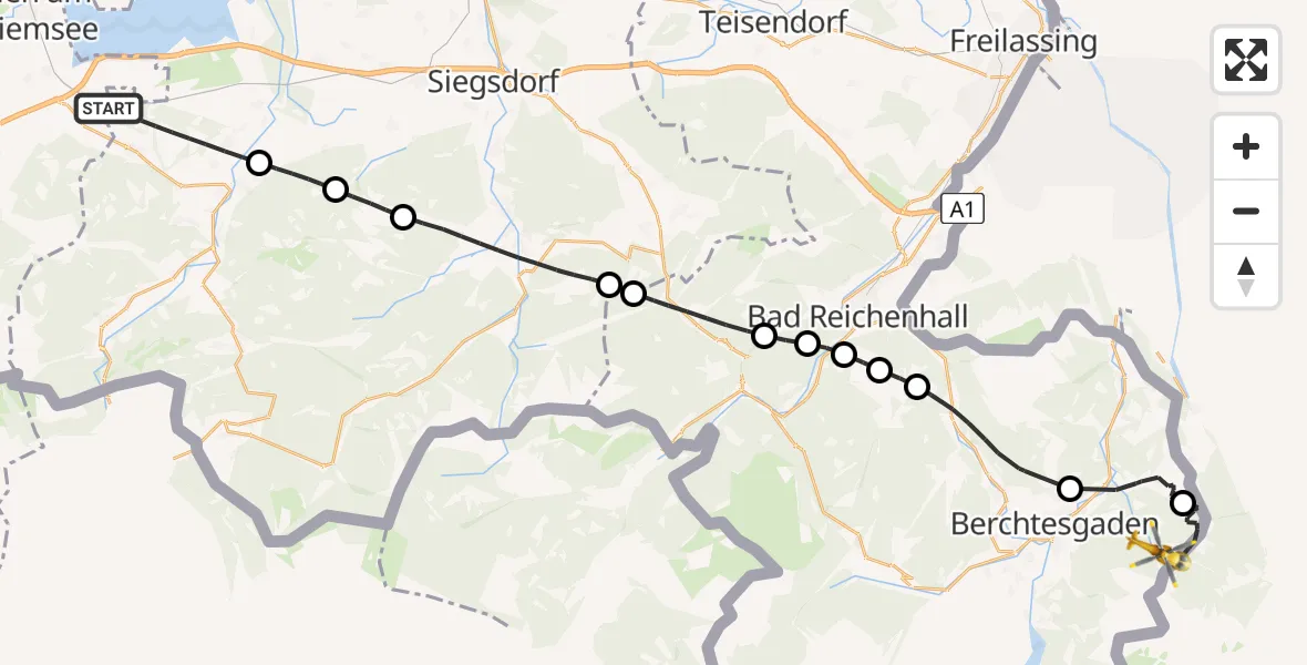 Flugroute Rettungshubschrauber Grassau - Eck, 25 Mai 2026, 15:26