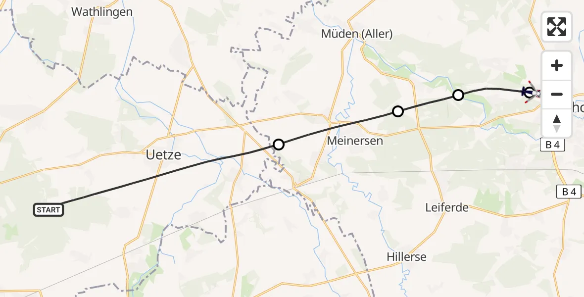 Flugroute Polizeihubschrauber Uetze - Gifhorn Bundespolizei Hubschrauberlandeplatz, 25 Mai 2026, 16:08