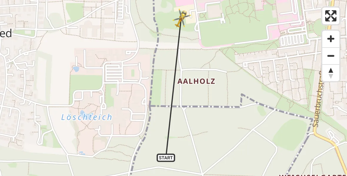 Flugroute Rettungshubschrauber Neuried - DRF Air Rescue München Hubschrauberlandeplatz, 25 Mai 2026, 17:13