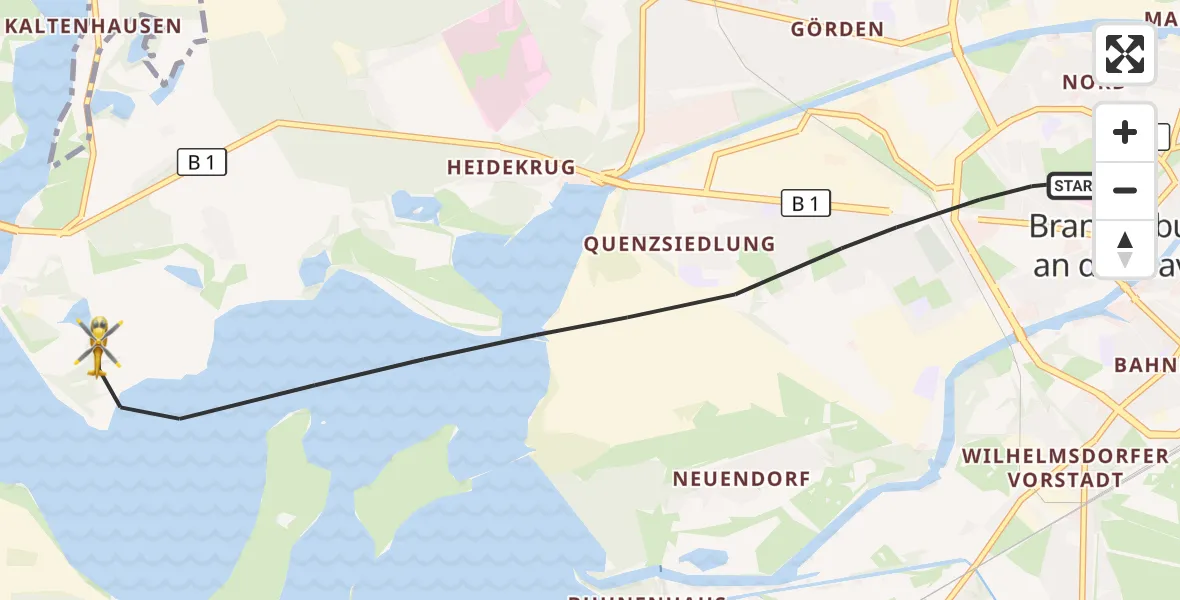 Flugroute Rettungshubschrauber Brandenburg an der Havel - Brandenburg an der Havel, 25 Mai 2026, 18:15