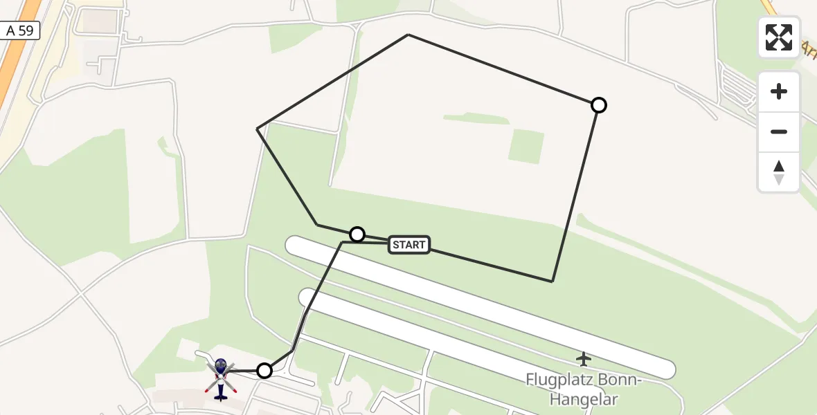 Flugroute Polizeihubschrauber Bonn-Hangelar Flugplatz - Sankt Augustin, 26 Mai 2026, 06:43