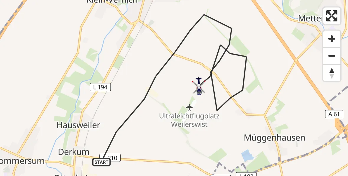 Flugroute Polizeihubschrauber Weilerswist - Weilerswist, 26 Mai 2026, 08:08