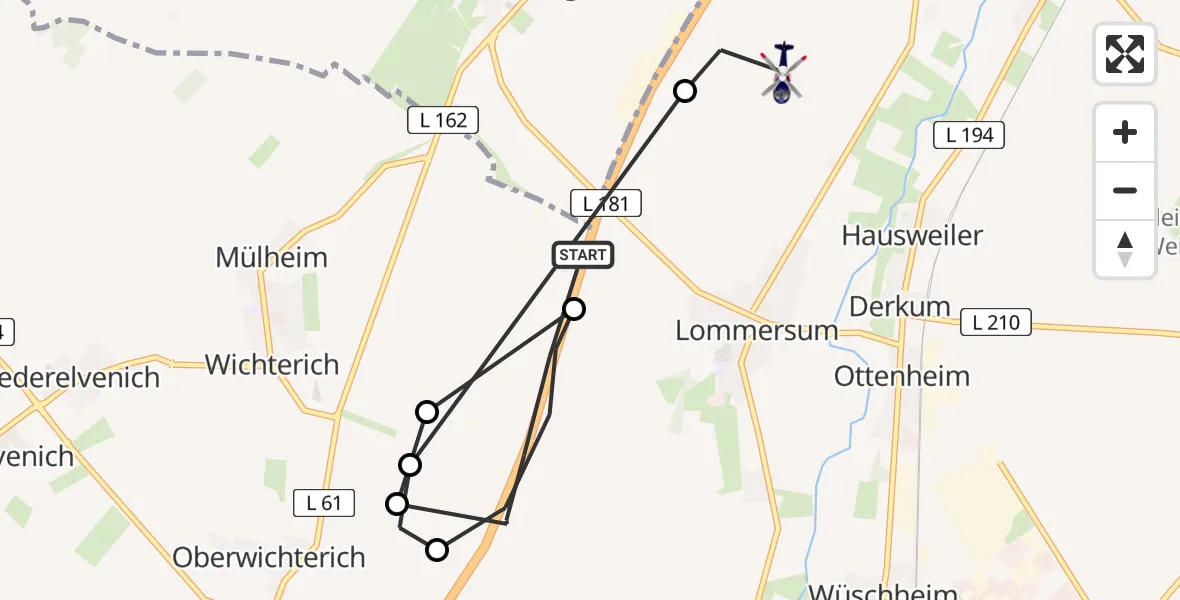 Flugroute Polizeihubschrauber Weilerswist - Weilerswist, 26 Mai 2026, 08:11