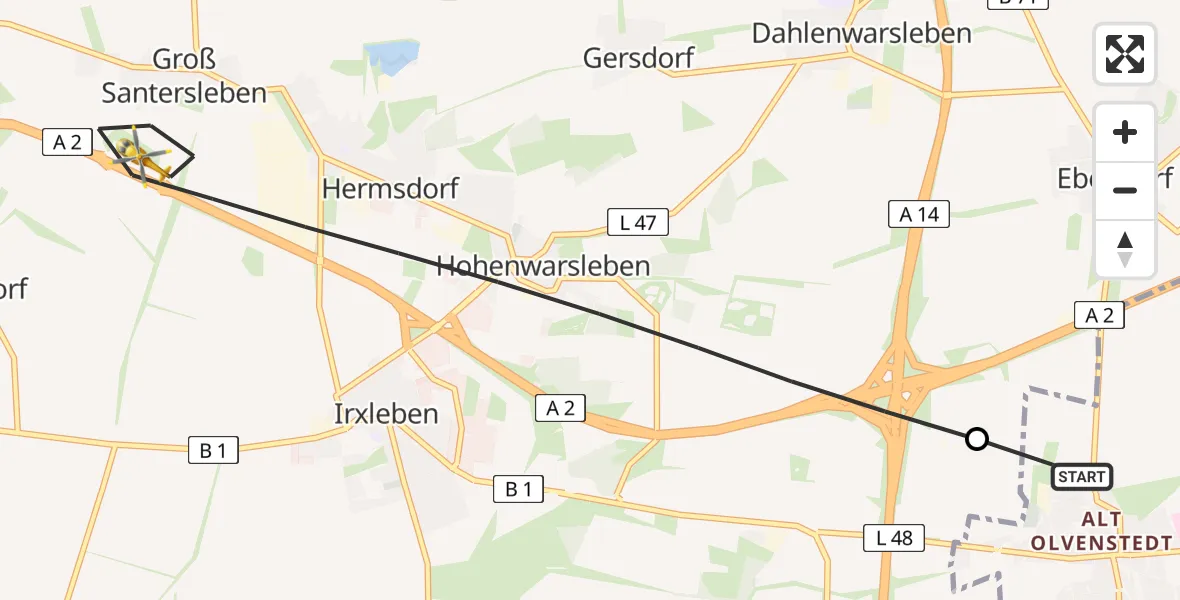 Flugroute Rettungshubschrauber Magdeburg - Hohe Börde, 26 Mai 2026, 08:23