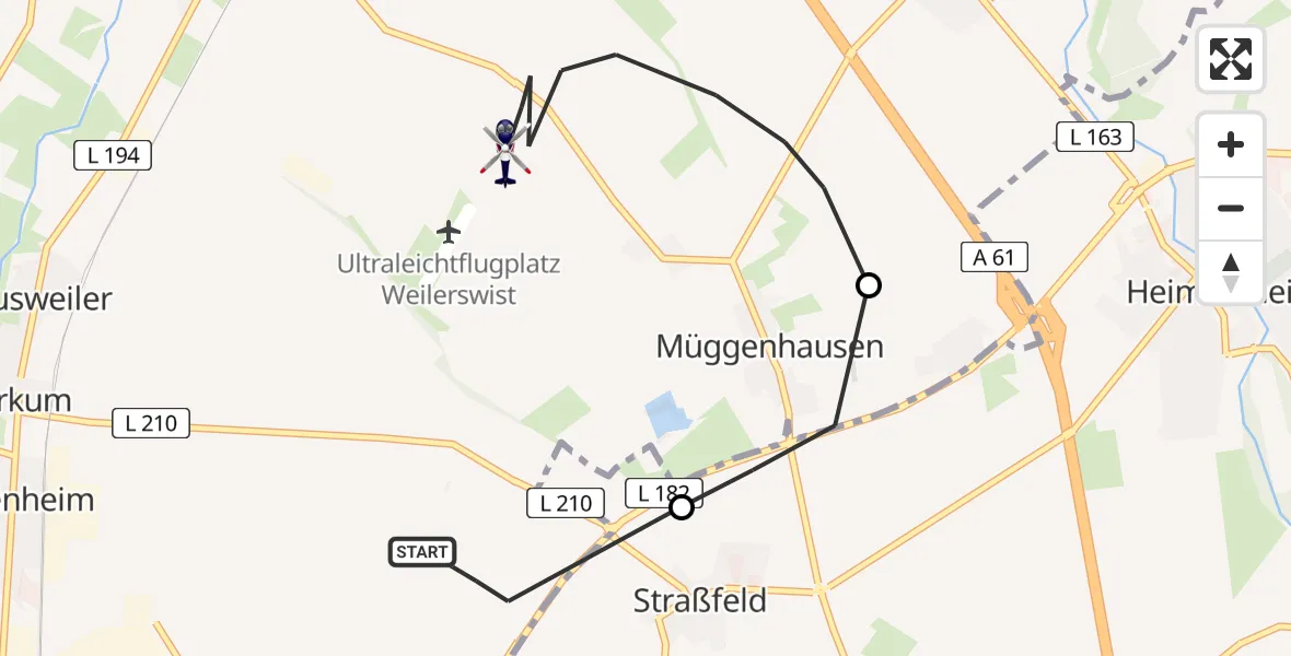 Flugroute Polizeihubschrauber Weilerswist - Weilerswist, 26 Mai 2026, 08:25