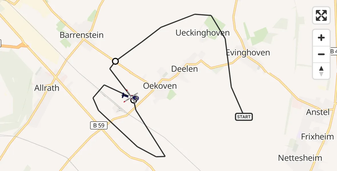 Flugroute Polizeihubschrauber Rommerskirchen - Rommerskirchen, 26 Mai 2026, 08:34