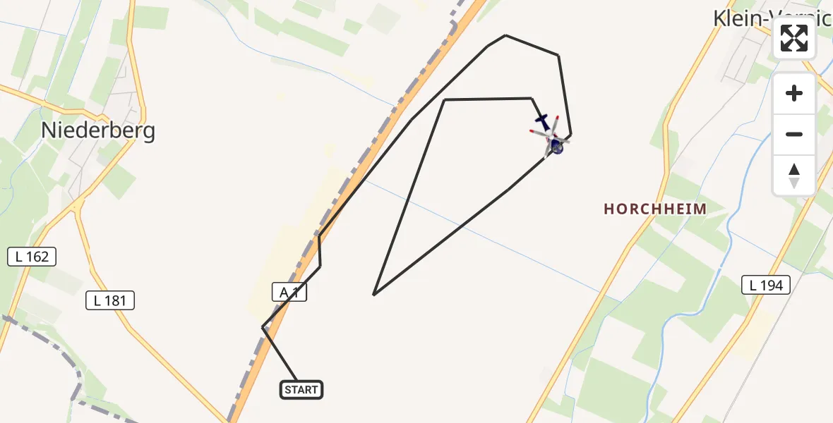 Flugroute Polizeihubschrauber Weilerswist - Weilerswist, 26 Mai 2026, 08:35