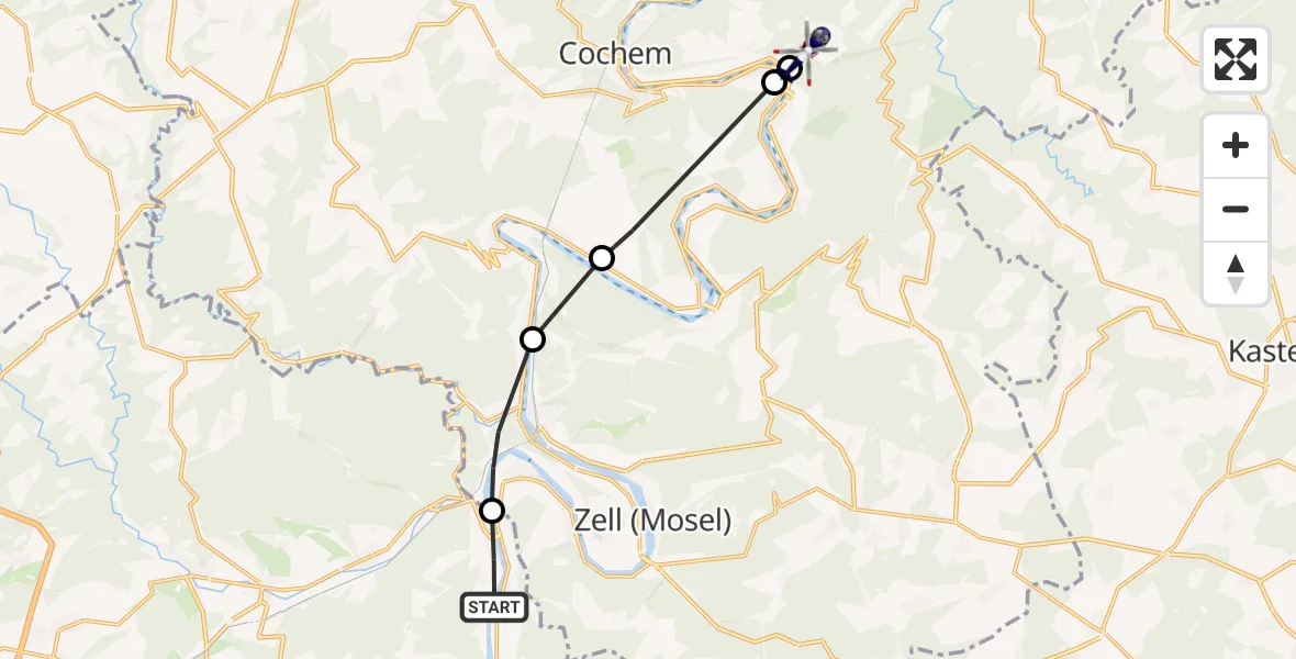Flugroute Polizeihubschrauber Reil - Bruttig-Fankel, 26 Mai 2026, 08:45