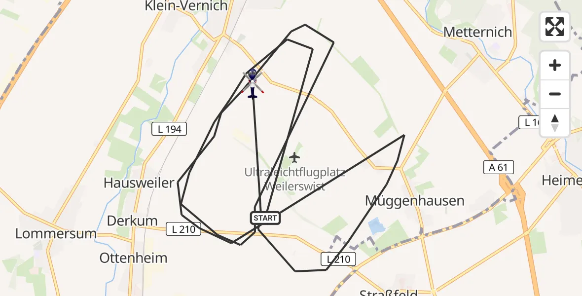 Flugroute Polizeihubschrauber Weilerswist - Weilerswist, 26 Mai 2026, 08:55