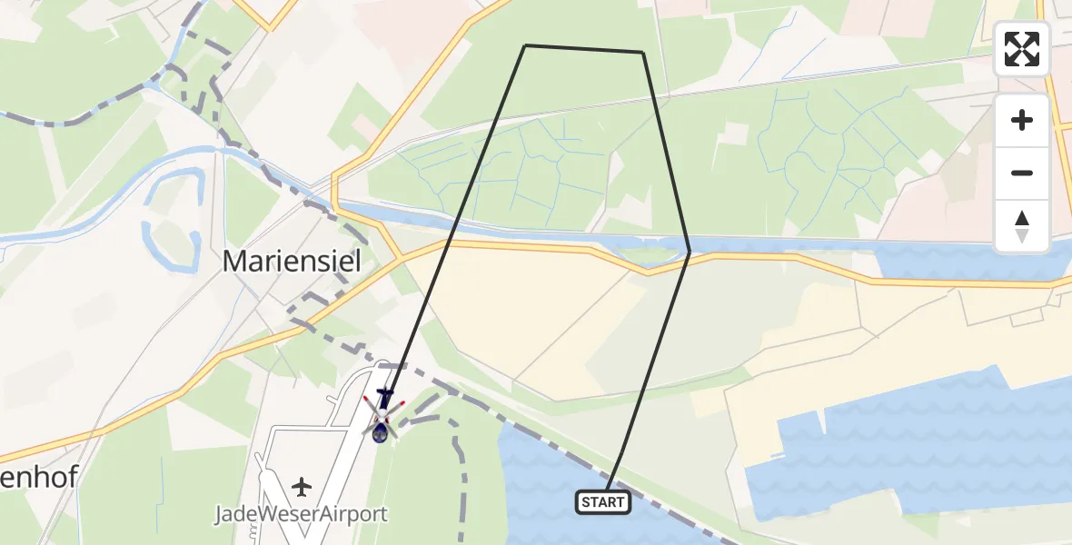 Flugroute Polizeihubschrauber Wilhelmshaven - Sande, 26 Mai 2026, 08:59