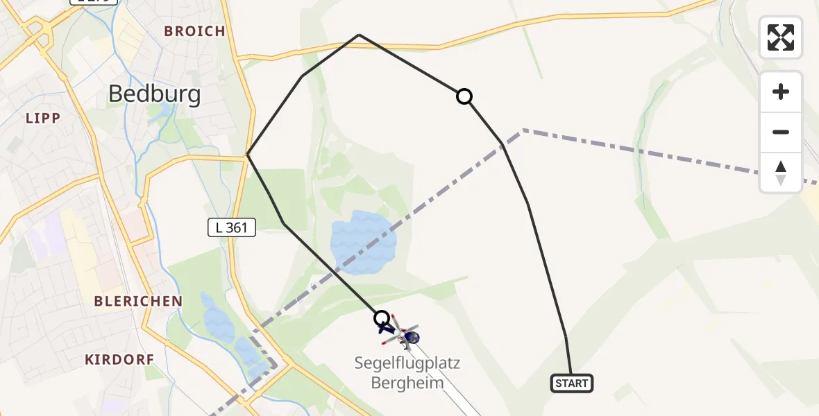 Flugroute Polizeihubschrauber Bergheim - Bergheim, 26 Mai 2026, 09:01