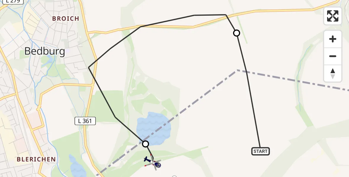 Flugroute Polizeihubschrauber Bergheim - Bergheim, 26 Mai 2026, 09:11