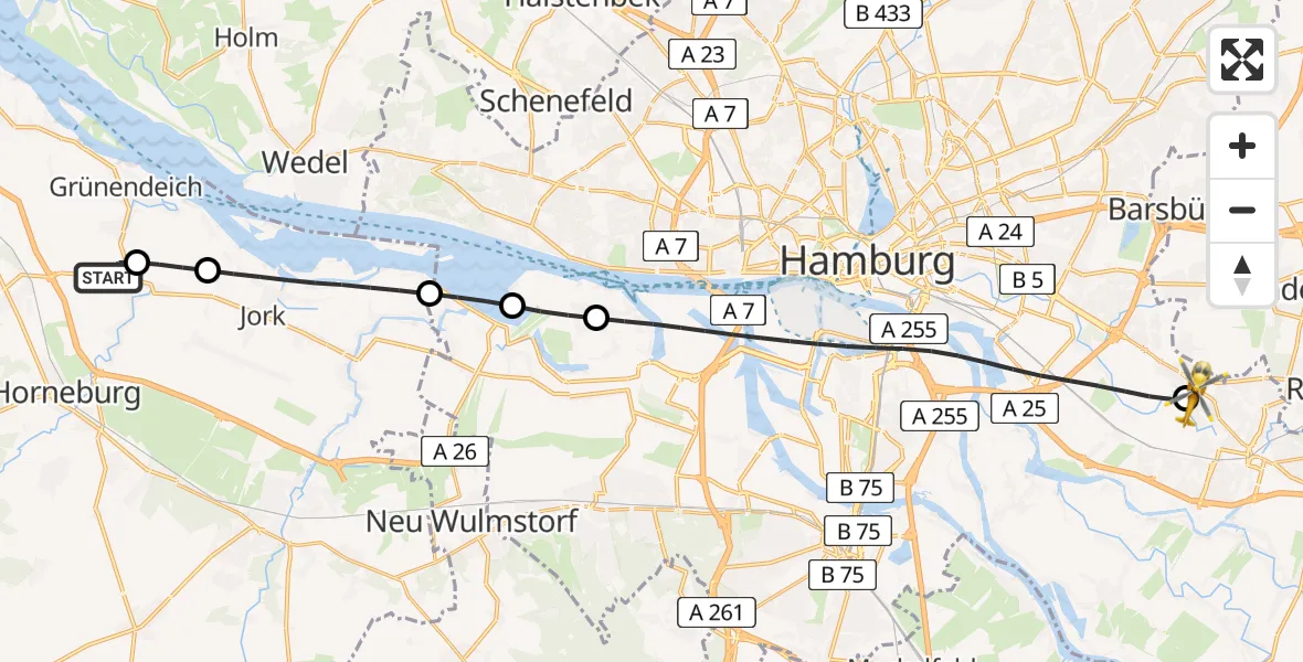 Flugroute Rettungshubschrauber Guderhandviertel - Christoph Hansa ADAC Hubschrauberlandeplatz, 26 Mai 2026, 09:28