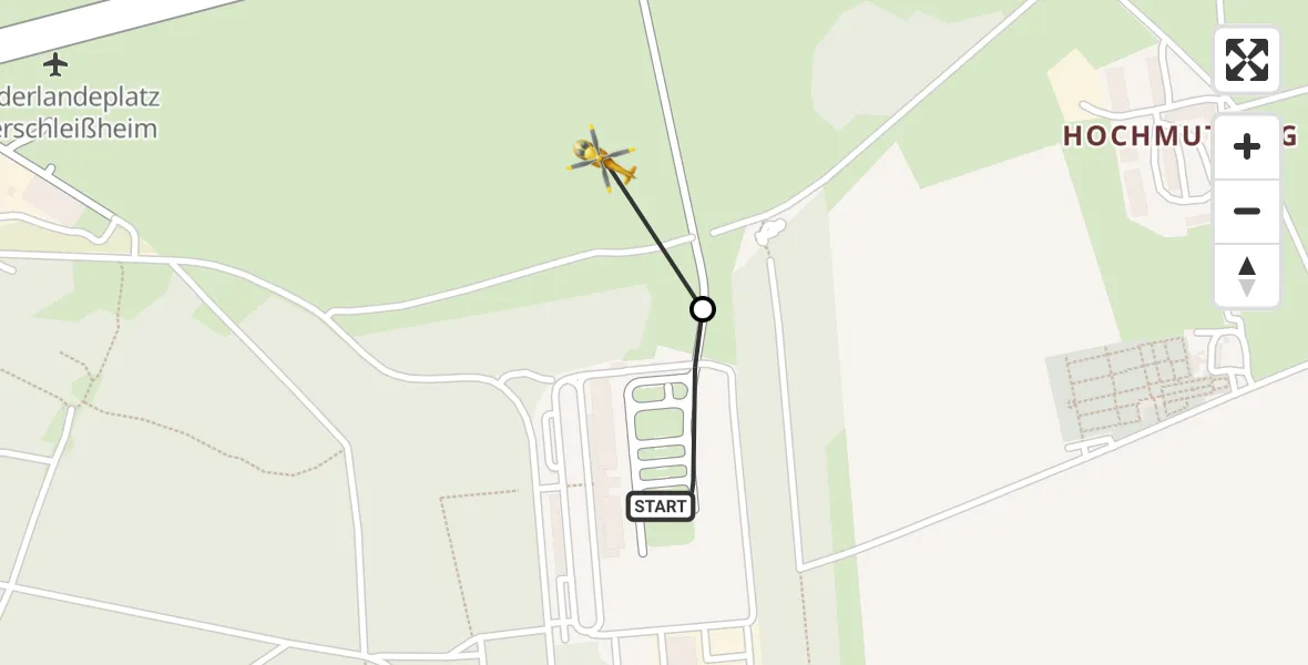 Flugroute Rettungshubschrauber Oberschleißheim - Oberschleissheim Hubschrauberlandeplatz, 26 Mai 2026, 09:31