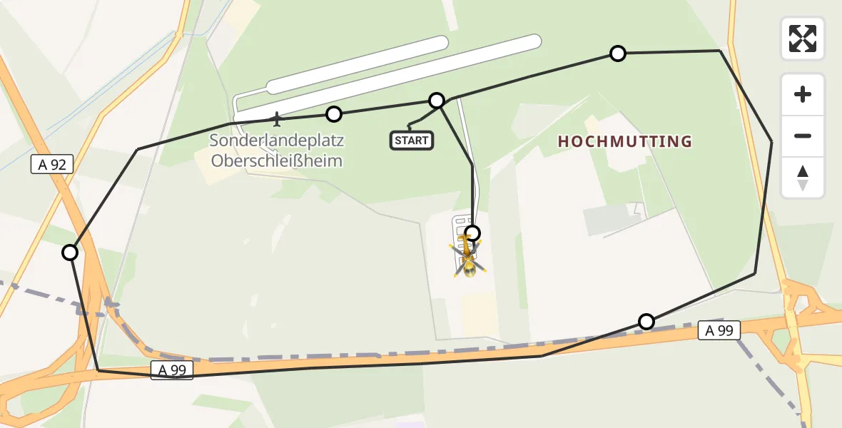 Flugroute Rettungshubschrauber Oberschleissheim Hubschrauberlandeplatz - Oberschleißheim, 26 Mai 2026, 09:39