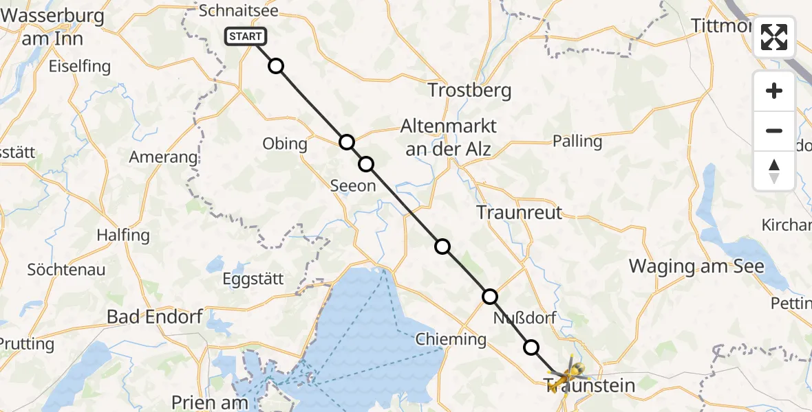 Flugroute Rettungshubschrauber Schnaitsee - Traunstein Hospital, 26 Mai 2026, 09:39