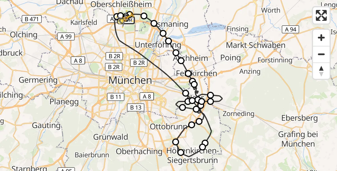 Flugroute Rettungshubschrauber Oberschleißheim - Oberschleißheim, 26 Mai 2026, 09:48