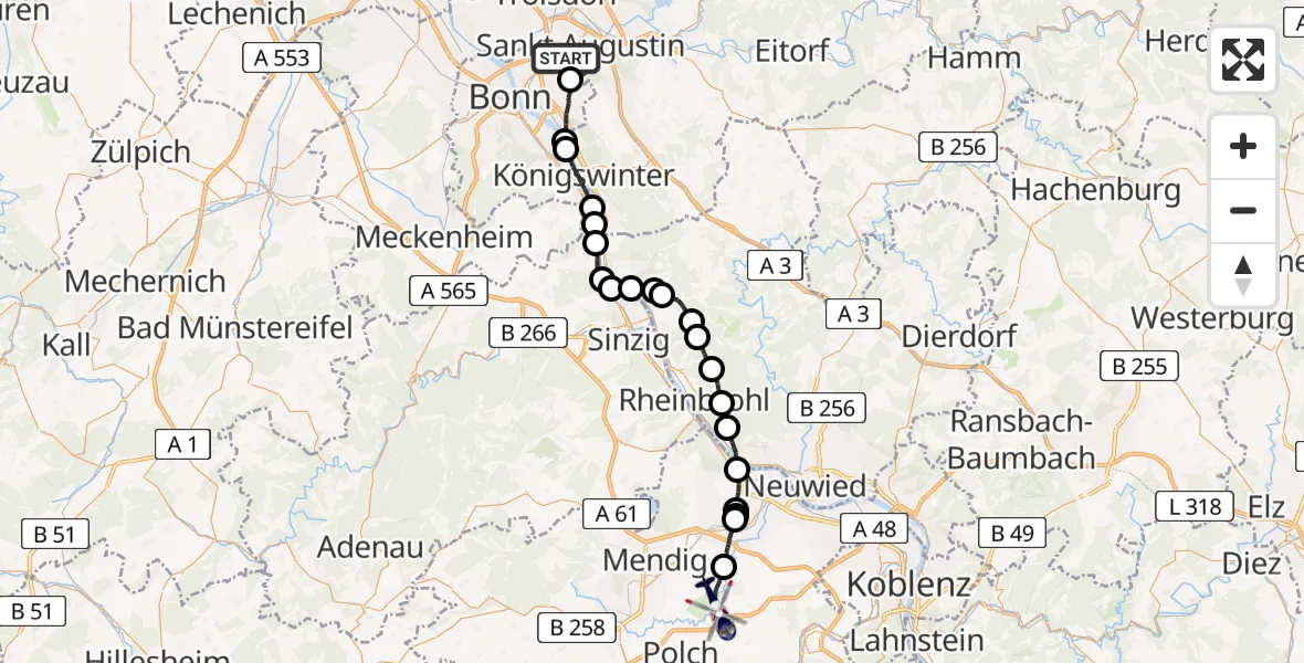 Flugroute Polizeihubschrauber Sankt Augustin - Ochtendung, 26 Mai 2026, 11:38