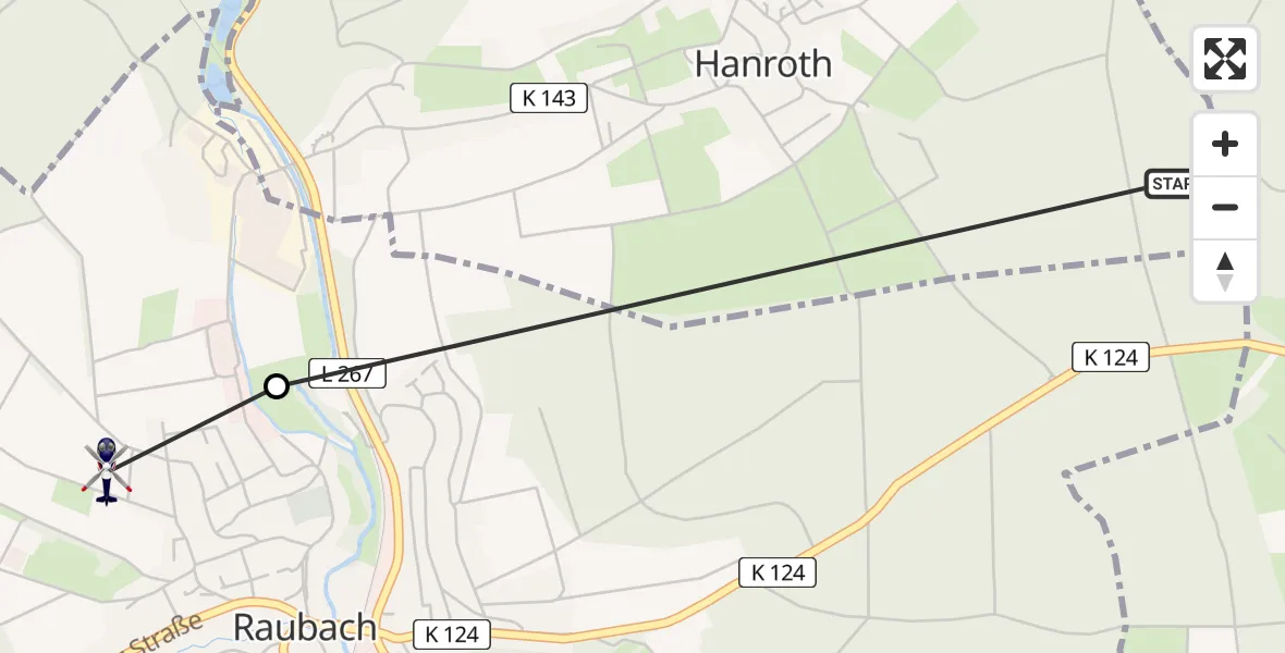 Flugroute Polizeihubschrauber Hanroth - Raubach, 26 Mai 2026, 12:09