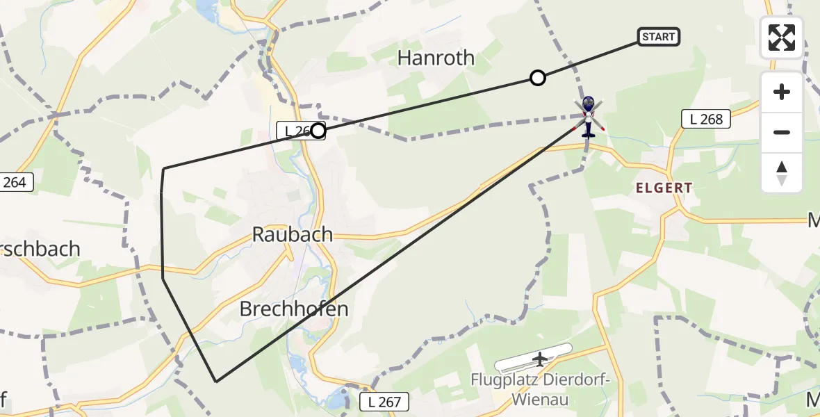 Flugroute Polizeihubschrauber Dierdorf - Dierdorf, 26 Mai 2026, 12:17