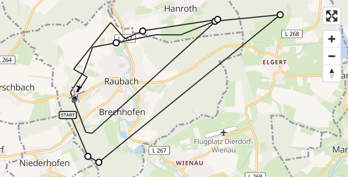 Flugroute Polizeihubschrauber Raubach - Raubach, 26 Mai 2026, 12:27