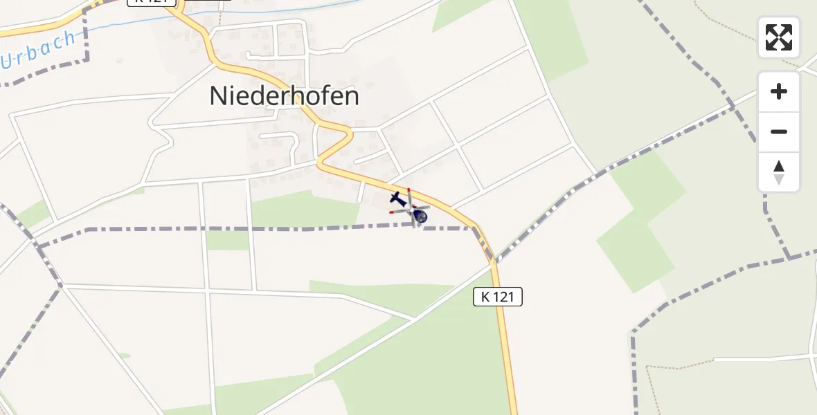 Flugroute Polizeihubschrauber Niederhofen - Niederhofen, 26 Mai 2026, 12:32