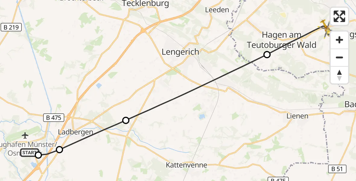 Flugroute Ambulanzhubschrauber Christoph  Westfalen-ADAC - Hagen am Teutoburger Wald, 26 Mai 2026, 12:46