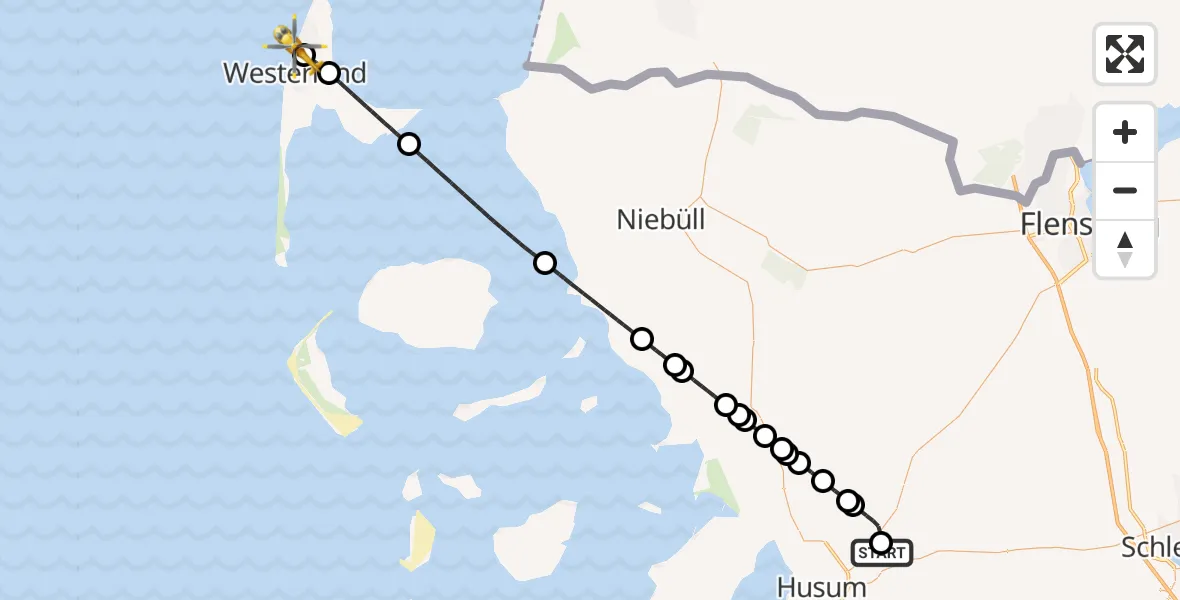 Flugroute Rettungshubschrauber Schwesing - Sylt, 26 Mai 2026, 12:48