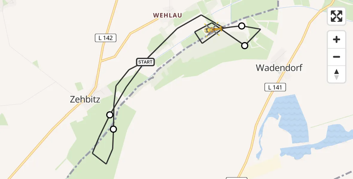 Flugroute Ambulanzhubschrauber Südliches Anhalt - Südliches Anhalt, 26 Mai 2026, 12:54