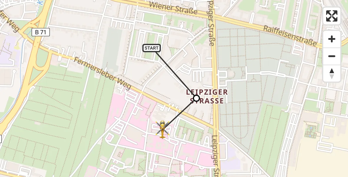 Flugroute Rettungshubschrauber Magdeburg - Magdeburg University Hospital Hubschrauberlandeplatz, 26 Mai 2026, 13:28