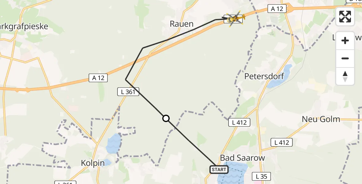 Flugroute Rettungshubschrauber Bad Saarow - Rauen, 26 Mai 2026, 14:28