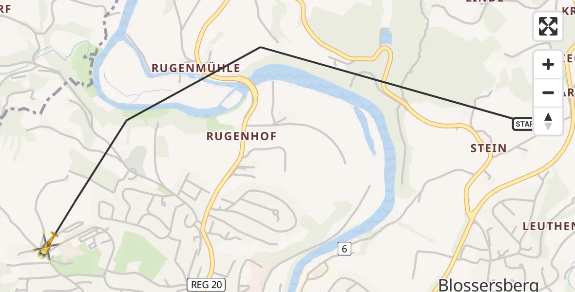 Flugroute Rettungshubschrauber Viechtach - Viechtach, 26 Mai 2026, 14:32