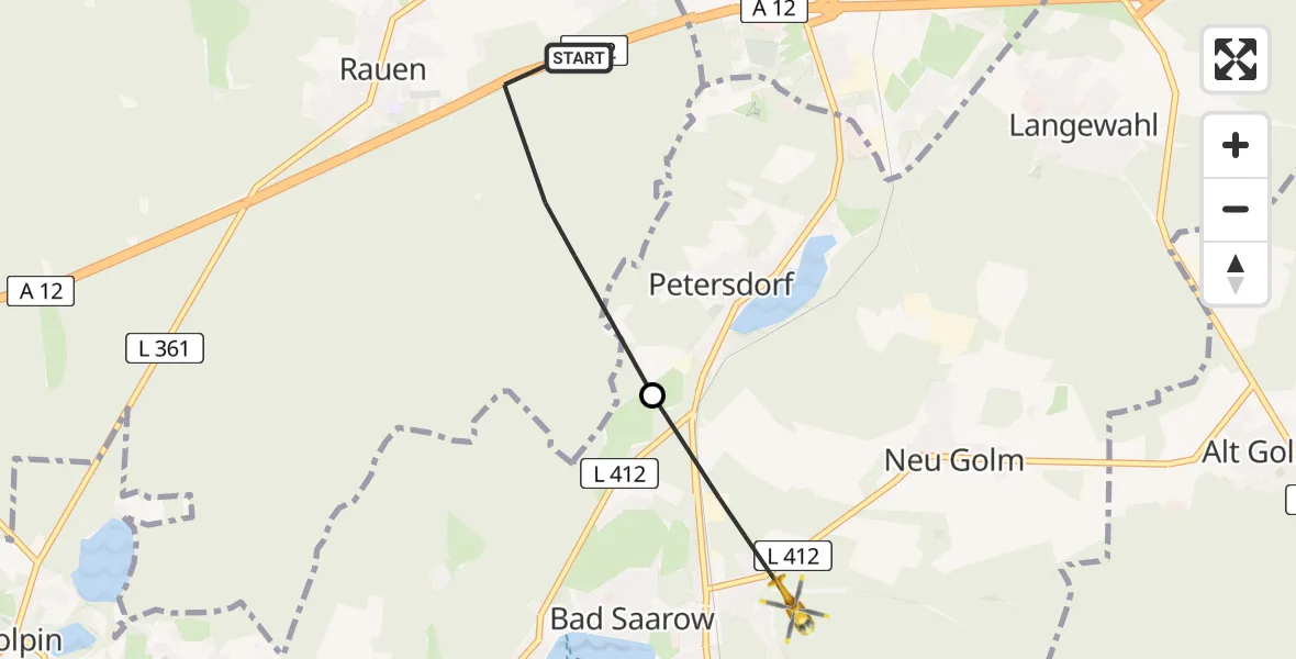 Flugroute Rettungshubschrauber Rauen - Bad Saarow, 26 Mai 2026, 15:16