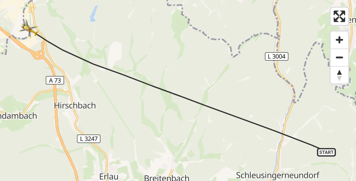 Flugroute Rettungshubschrauber Schleusingen - Schleusingen, 26 Mai 2026, 15:19