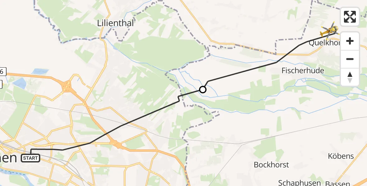 Flugroute Rettungshubschrauber Bremen - Ottersberg, 26 Mai 2026, 15:45