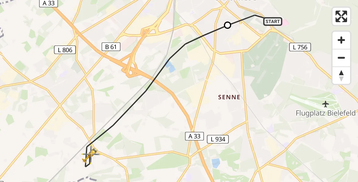 Flugroute Rettungshubschrauber Luftrettungszentrum Bielefeld - Bielefeld, 26 Mai 2026, 15:46